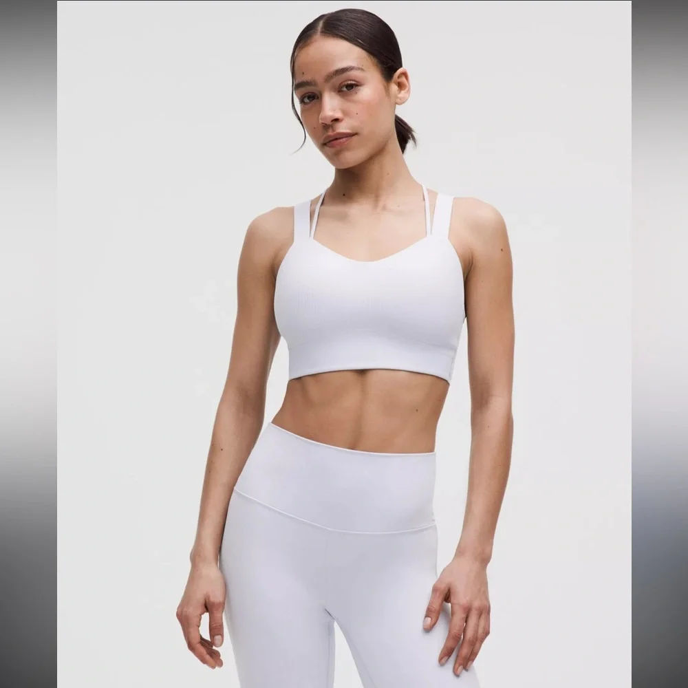 Lululemon- Like a Cloud Longline- Sz 10- Silver/White- C/D Cup! - Picture 1 of 11